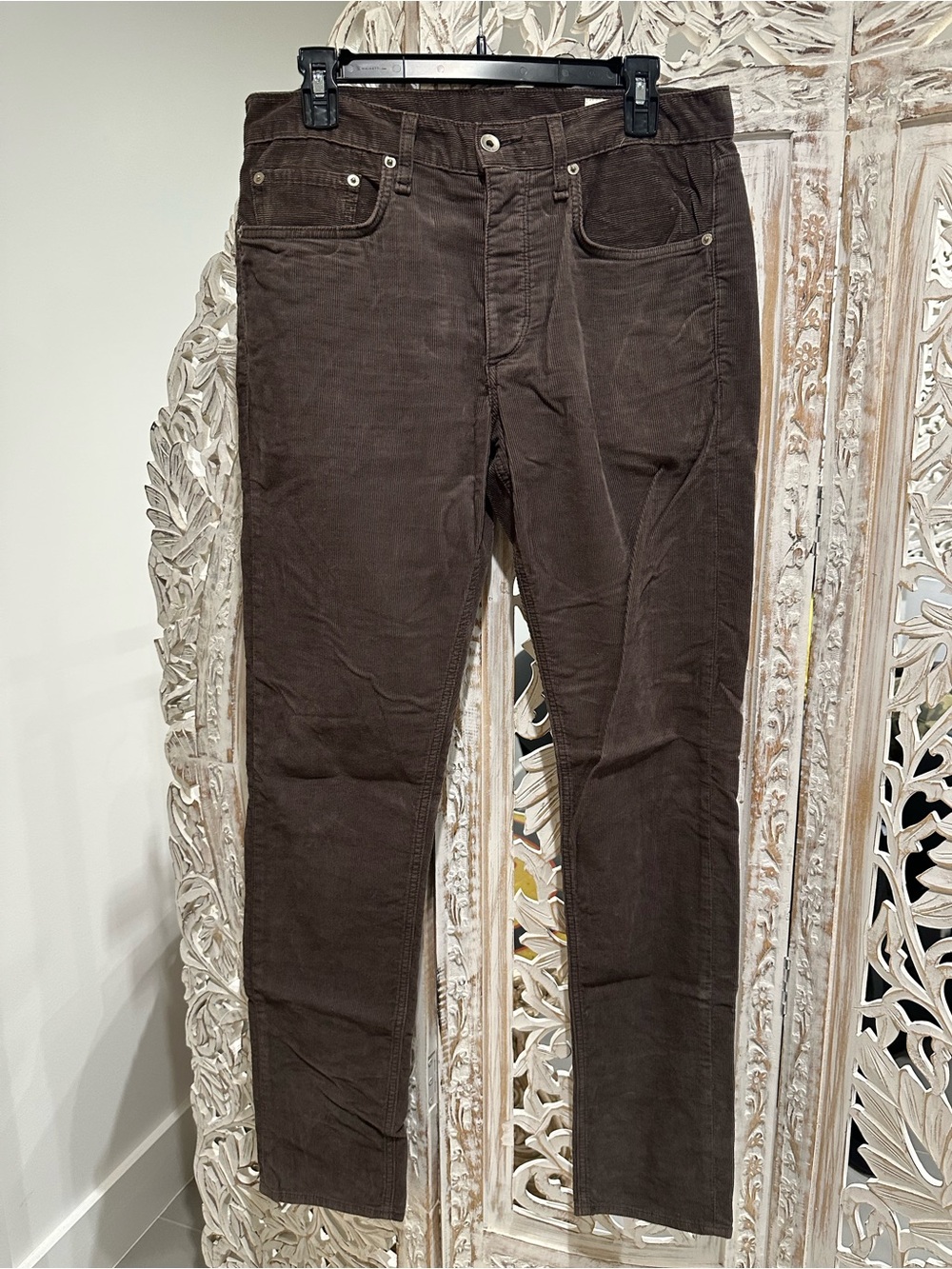 rag & bone Men's Charcoal Corduroy Slim Trousers